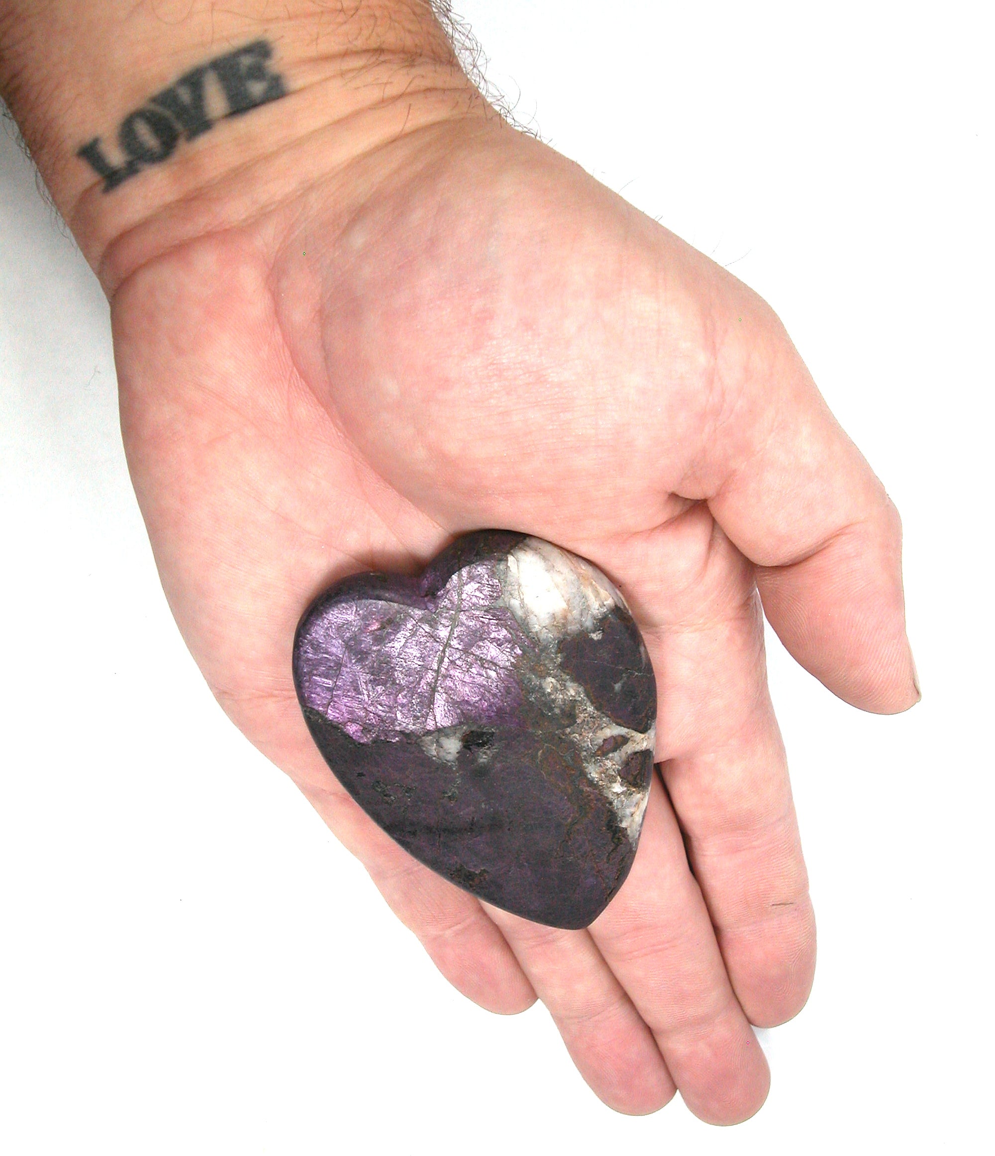 DVH Purpurite & Quartz Broken Healed Heart Carving Namibia 3.4oz Purple 77x57x12mm - DVHdesigns