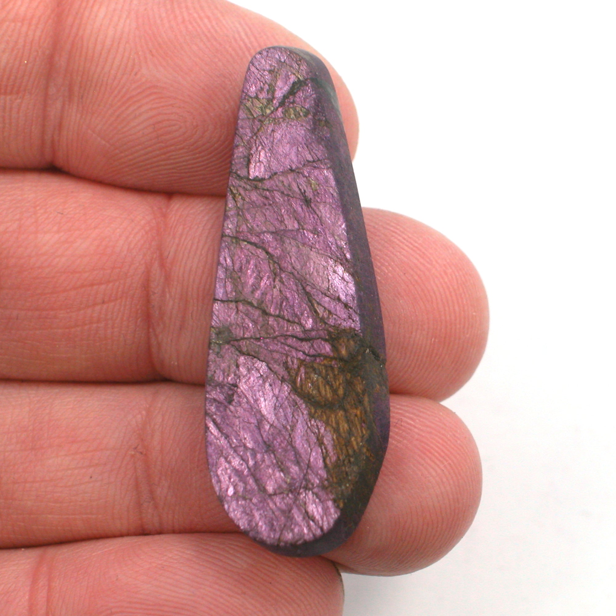 DVH Purpurite Cabochon Namibia Natural Surface Iridescent Purple 43x16x5 (4315) - DVHdesigns