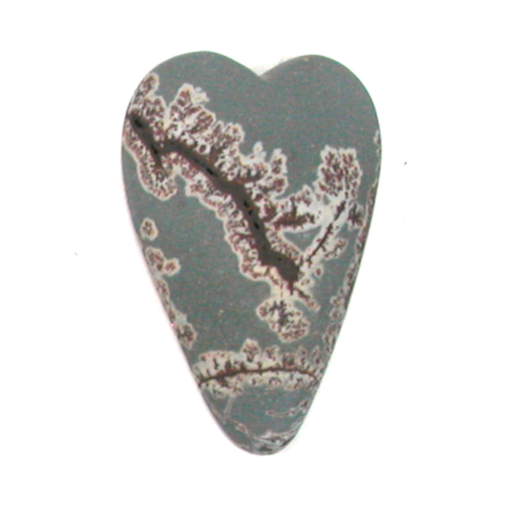 DVH Sonora Dendritic Jasper Rhyolite Heart Cabochon Cab 38x25x6 (4253) - DVHdesigns