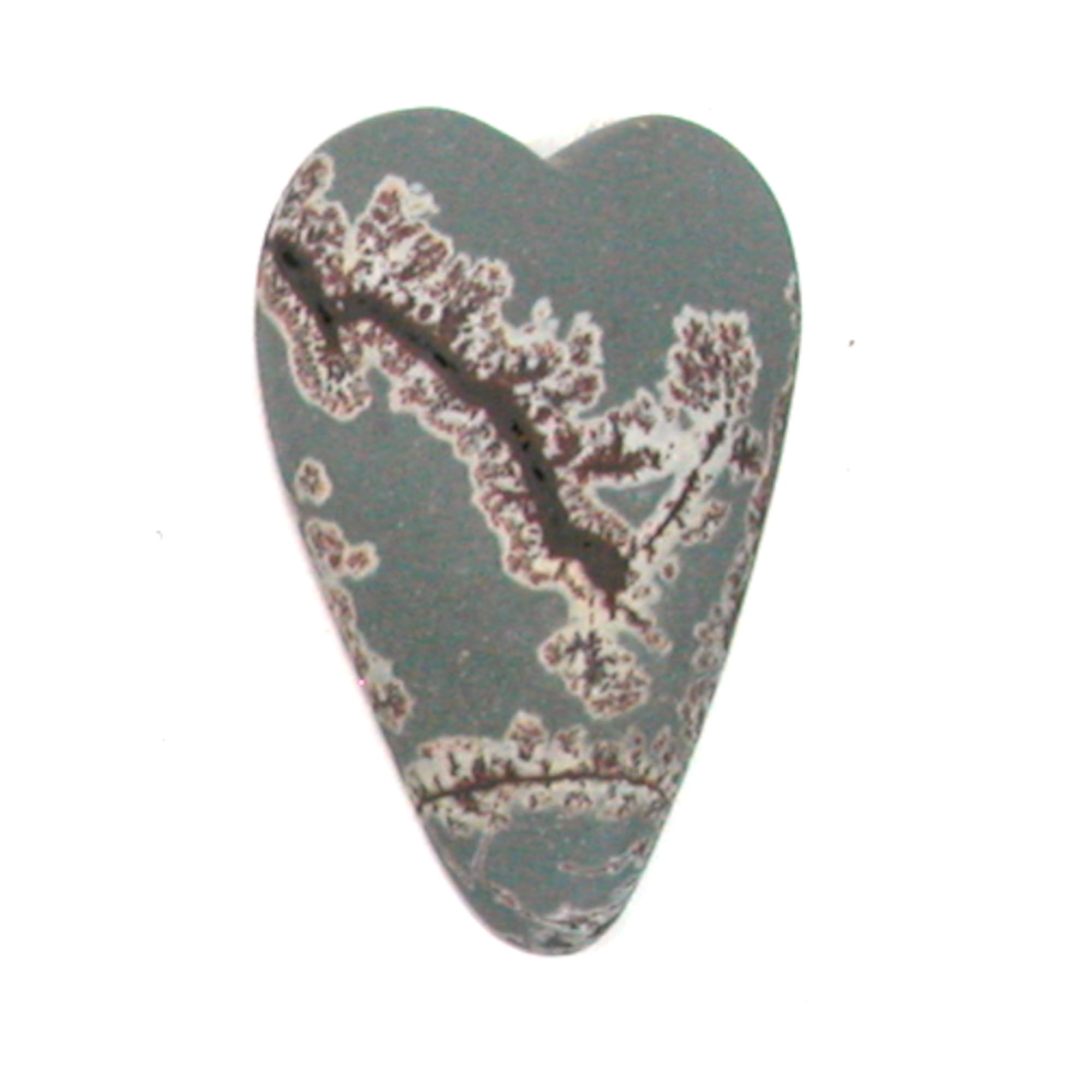 DVH Sonora Dendritic Jasper Rhyolite Heart Cabochon Cab 38x25x6 (4253) - DVHdesigns