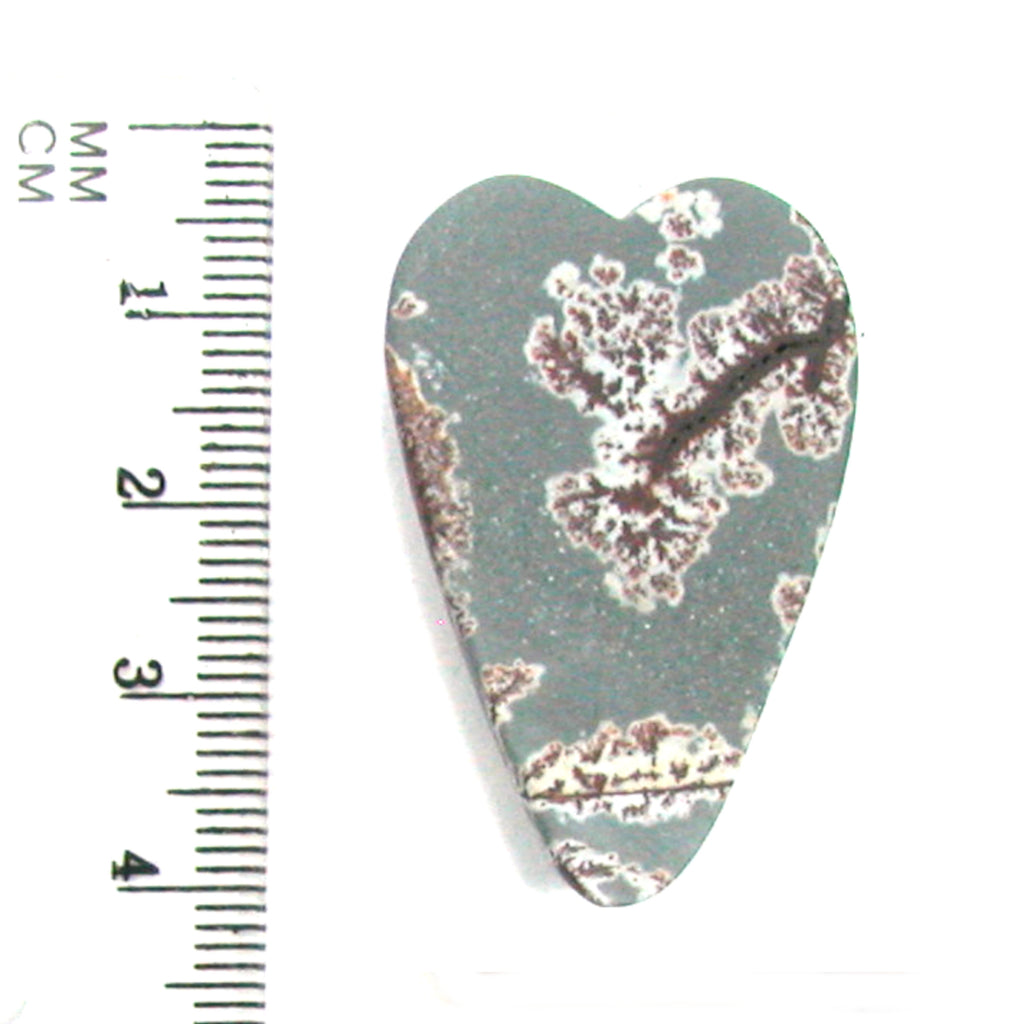 DVH Sonora Dendritic Jasper Rhyolite Heart Cabochon Cab 38x25x6 (4253) - DVHdesigns