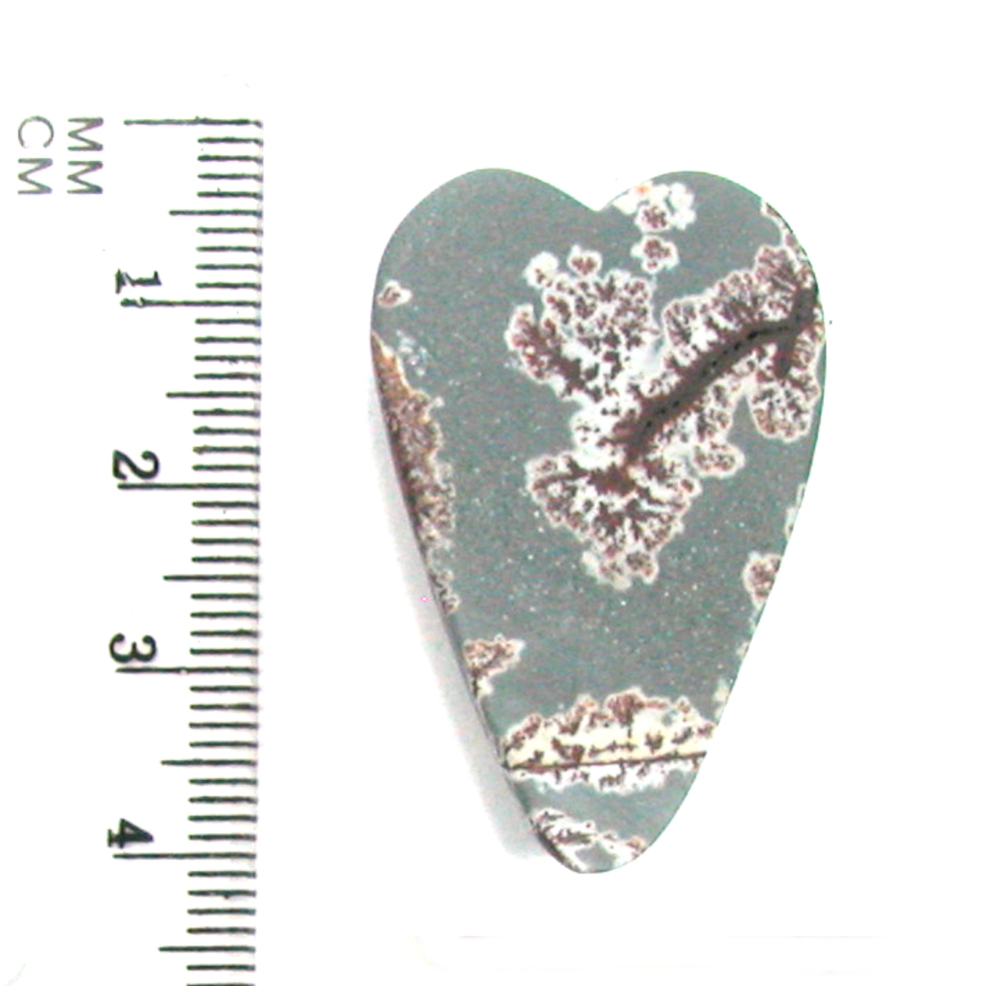 DVH Sonora Dendritic Jasper Rhyolite Heart Cabochon Cab 38x25x6 (4253) - DVHdesigns