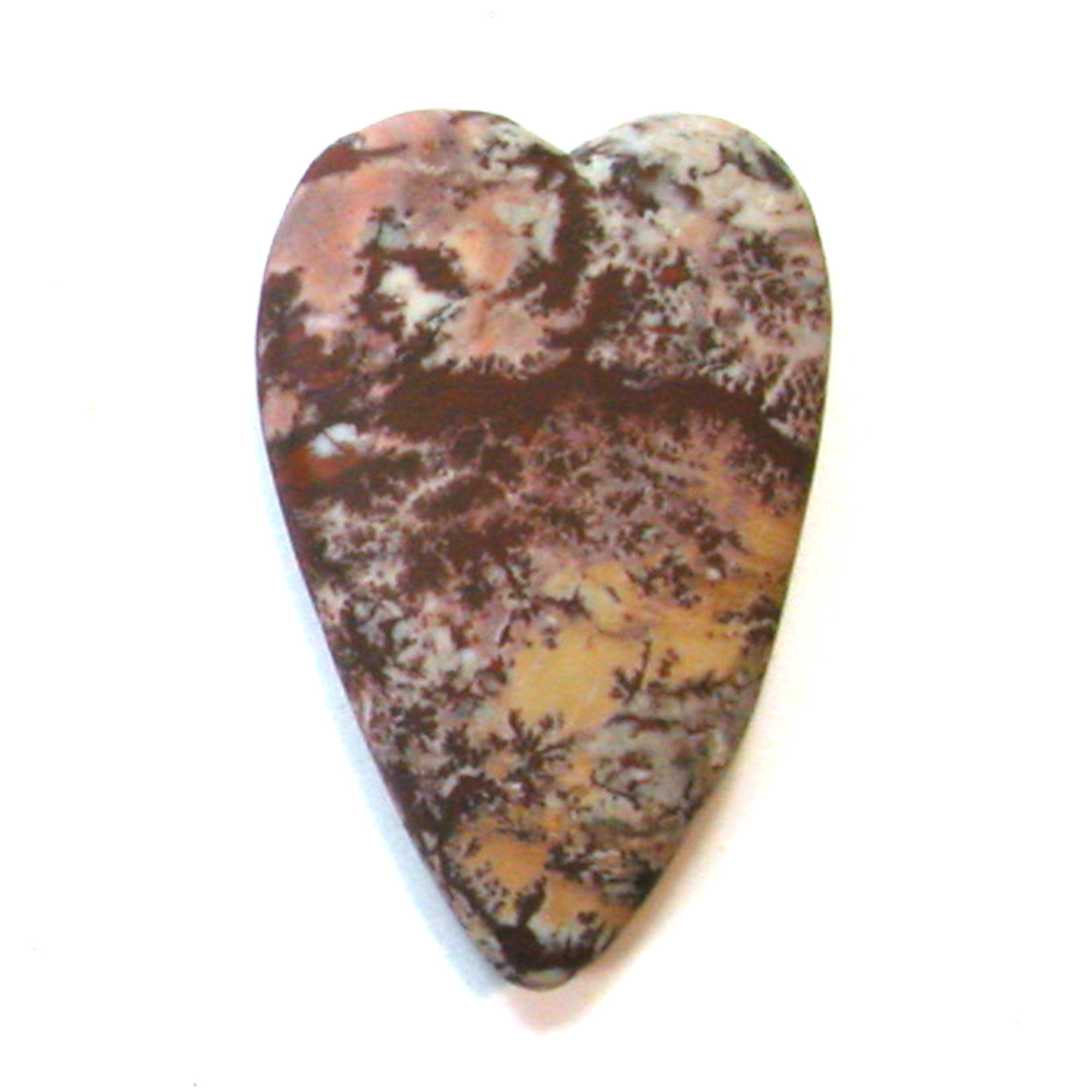 DVH Sonora Dendritic Jasper Rhyolite Heart 2 Sided Cabochon 48x33x9 (4264) - DVHdesigns