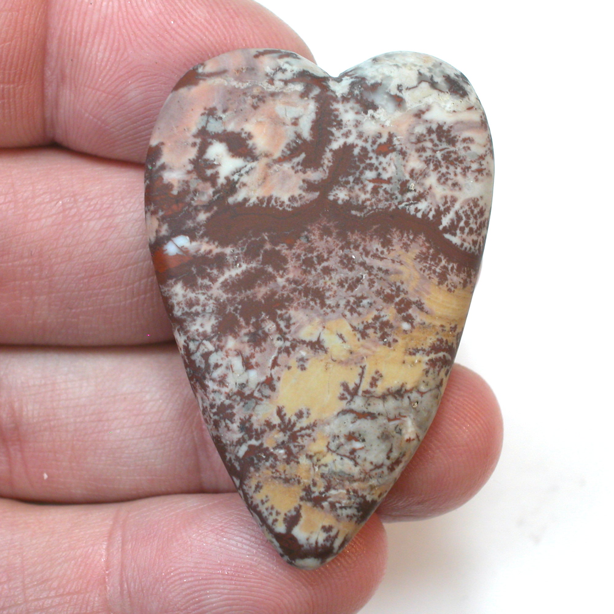 DVH Sonora Dendritic Jasper Rhyolite Heart 2 Sided Cabochon 48x33x9 (4264) - DVHdesigns