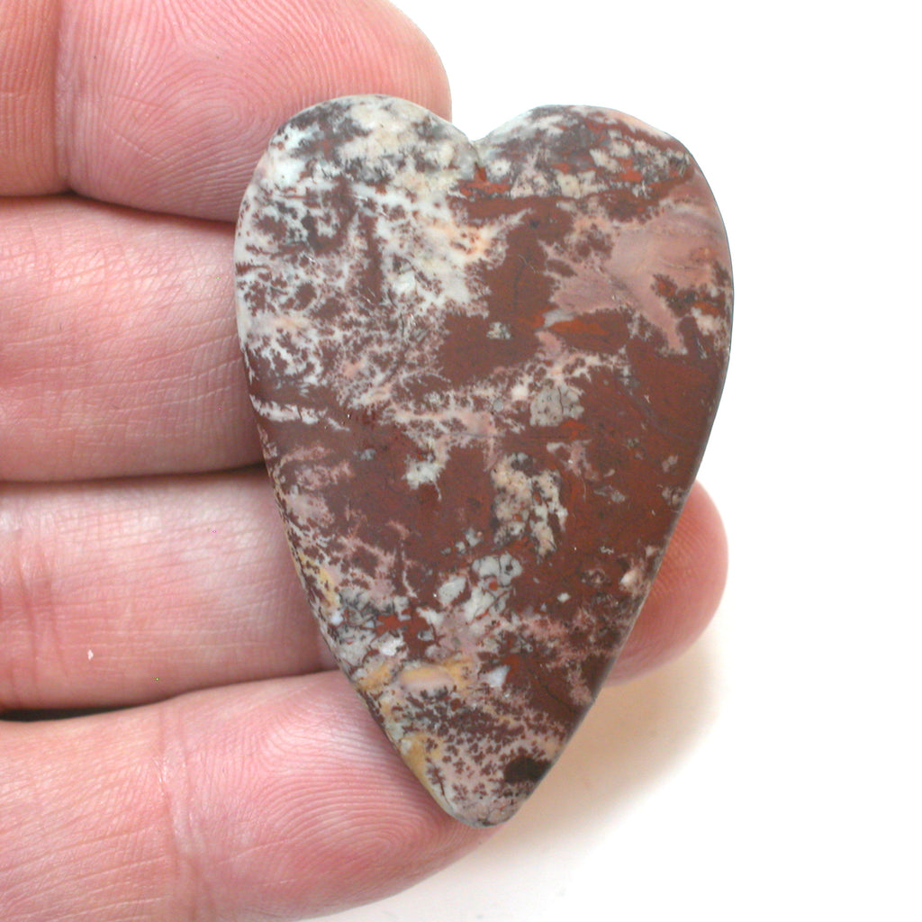DVH Sonora Dendritic Jasper Rhyolite Heart 2 Sided Cabochon 48x33x9 (4264) - DVHdesigns