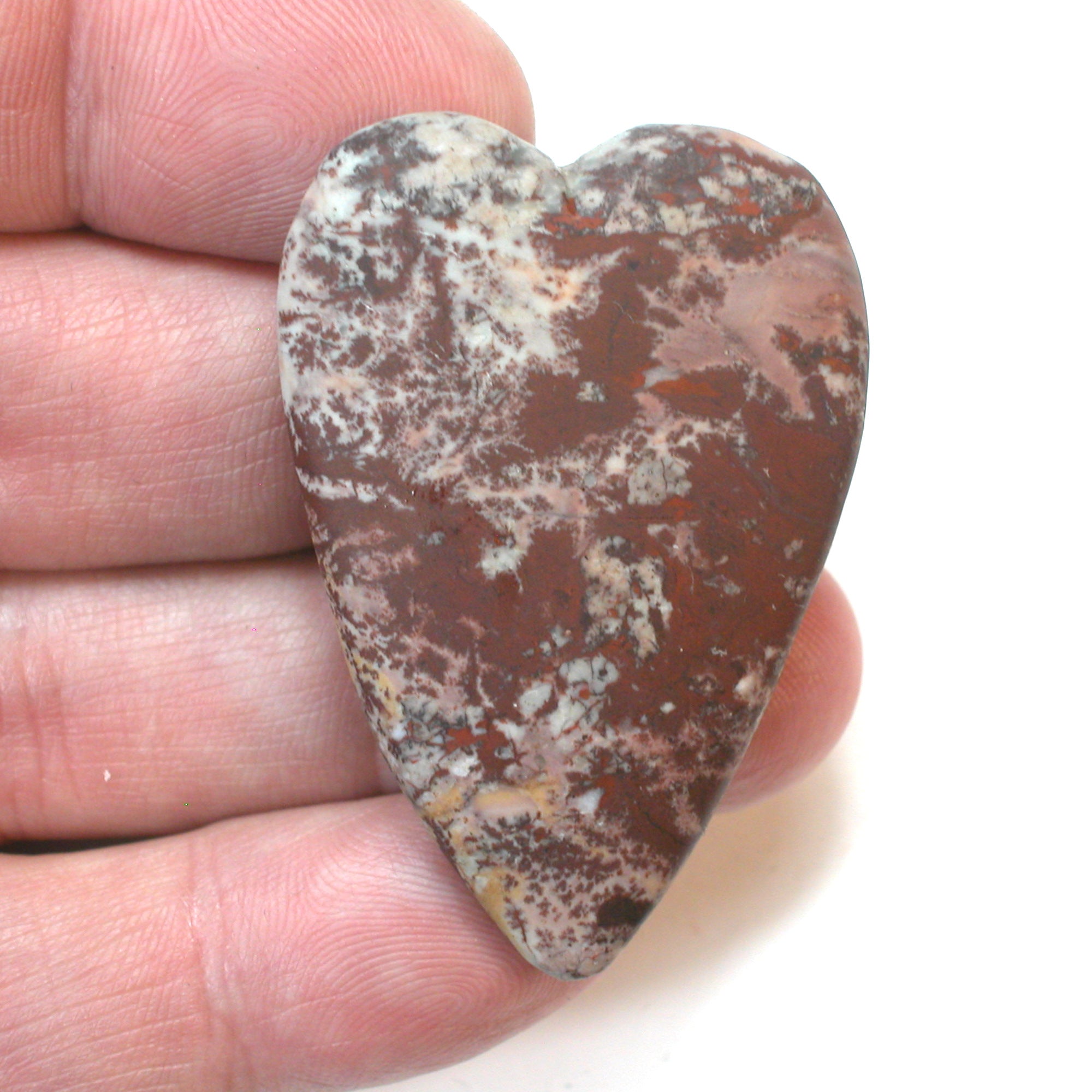 DVH Sonora Dendritic Jasper Rhyolite Heart 2 Sided Cabochon 48x33x9 (4264) - DVHdesigns