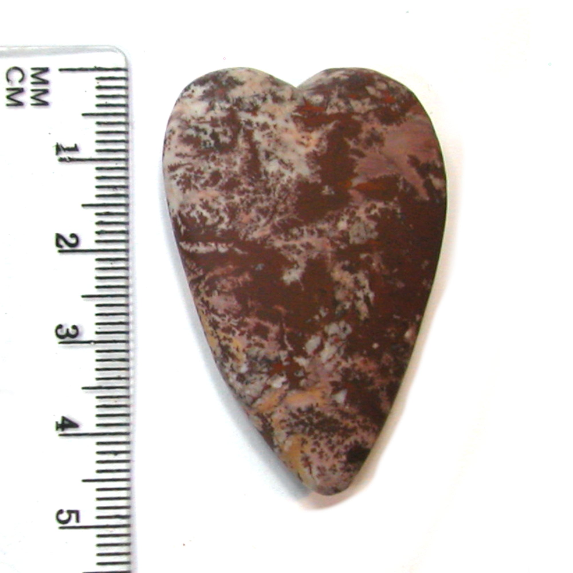 DVH Sonora Dendritic Jasper Rhyolite Heart 2 Sided Cabochon 48x33x9 (4264) - DVHdesigns