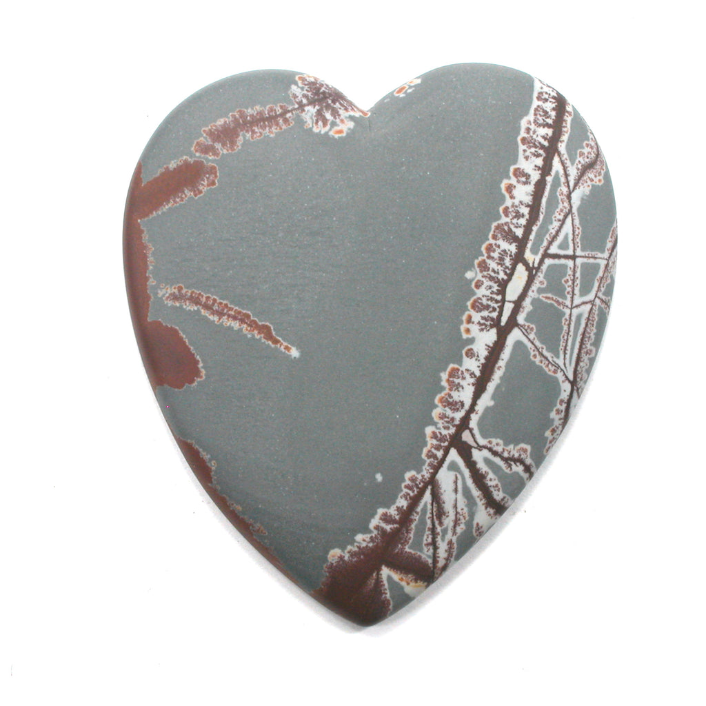 DVH Sonora Dendritic Jasper Rhyolite Heart Cabochon Cab 56x49x7 (4269)