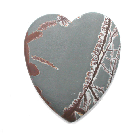 DVH Sonora Dendritic Jasper Rhyolite Heart Cabochon Cab 56x49x7 (4269)