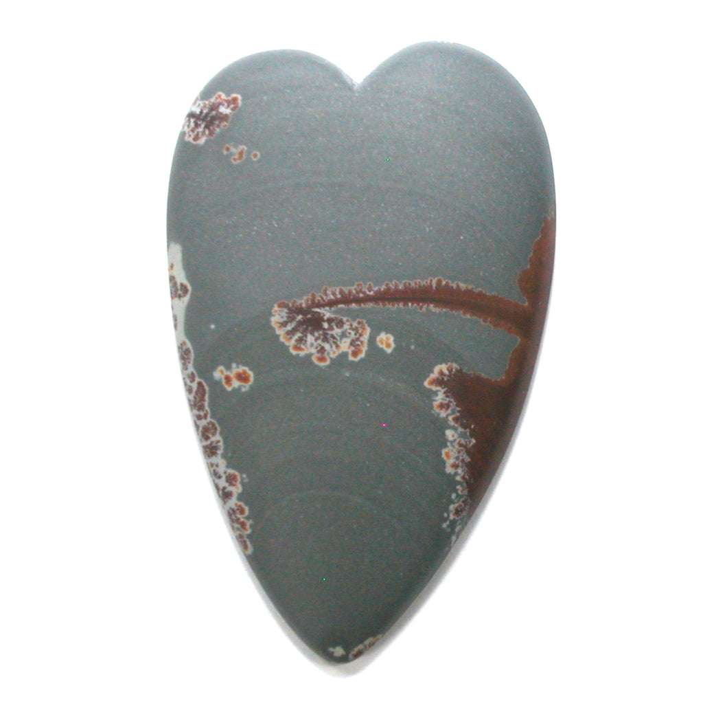 DVH Sonora Dendritic Jasper Rhyolite Heart Cabochon Matte 58x37x8 (4851) - DVHdesigns