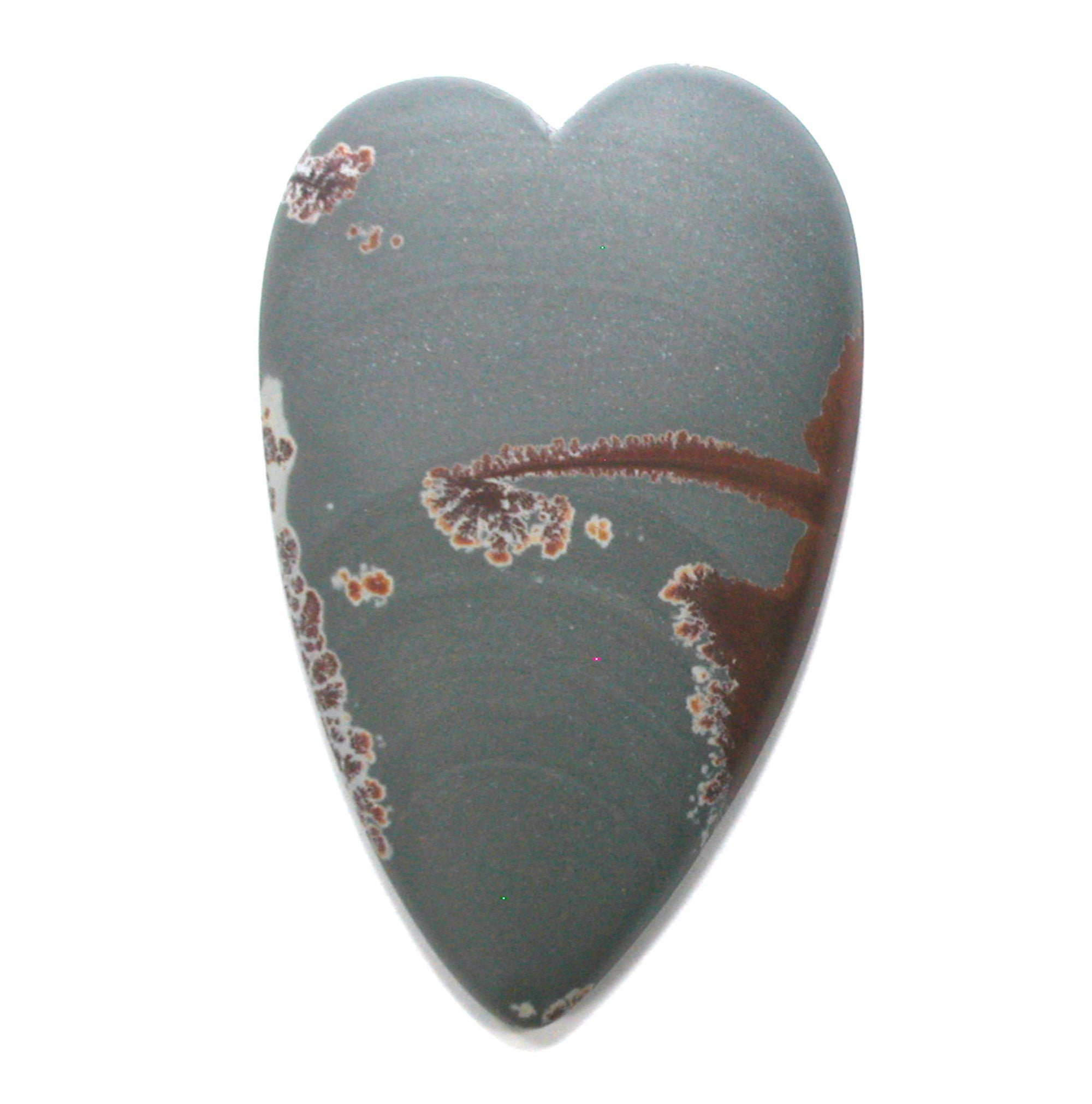 DVH Sonora Dendritic Jasper Rhyolite Heart Cabochon Matte 58x37x8 (4851) - DVHdesigns