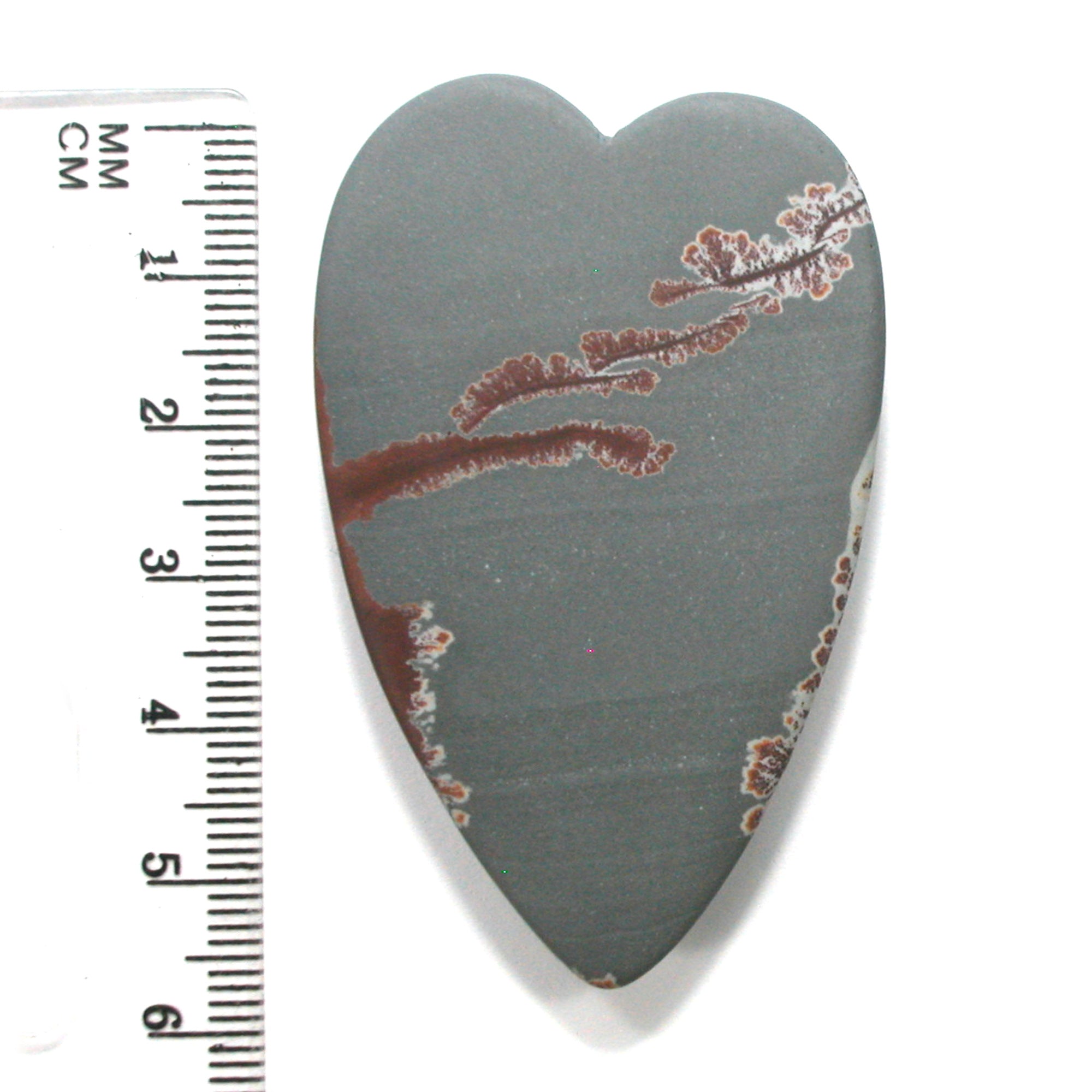 DVH Sonora Dendritic Jasper Rhyolite Heart Cabochon Matte 58x37x8 (4851) - DVHdesigns