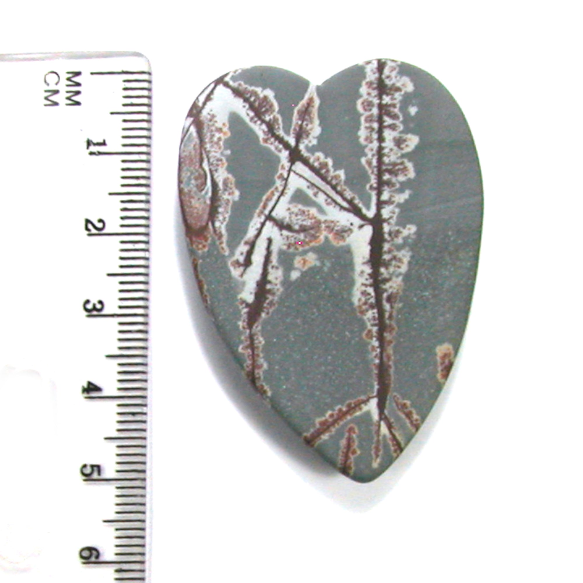 DVH Sonora Dendritic Jasper Rhyolite Heart Cabochon Matte Cab 50x37x8 (4856) - DVHdesigns