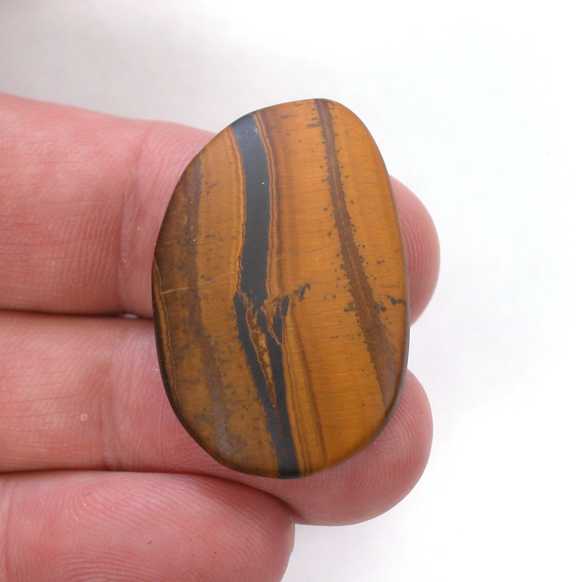 DVH Scenic Tigereye Matte Cabochon w/ Hematite Cab 34x23x5 (2704) - DVHdesigns