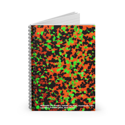 Spiral Notebook - Ruled Line Fluorescent Calcite Willemite Print! Franklin, New Jersey Rocks! - DVHdesigns