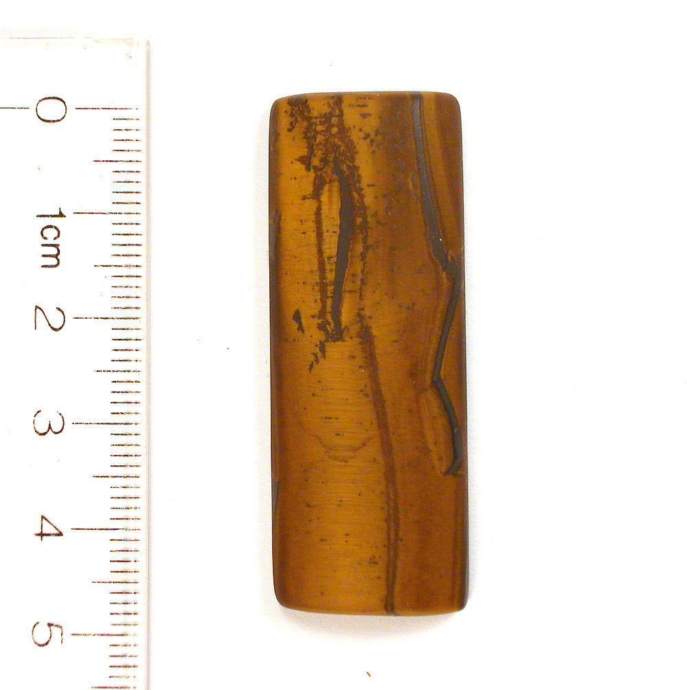 DVH Scenic Tiger Eye Matte Rectangle Cabochon Hematite South Africa 17x48x5 (8379) - DVHdesigns